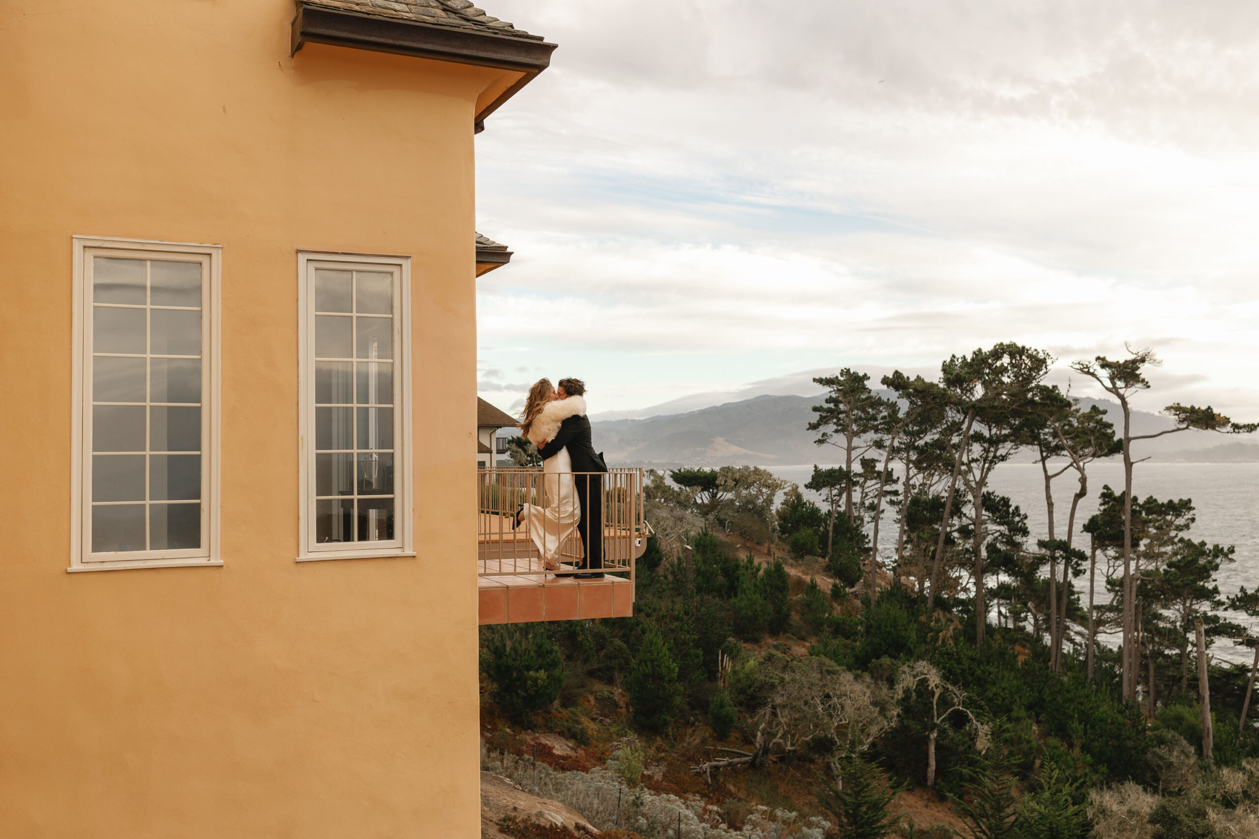 intimate Pebble Beach wedding featuring fashion-forward styling, editorial photography, and coastal California scenery destination
